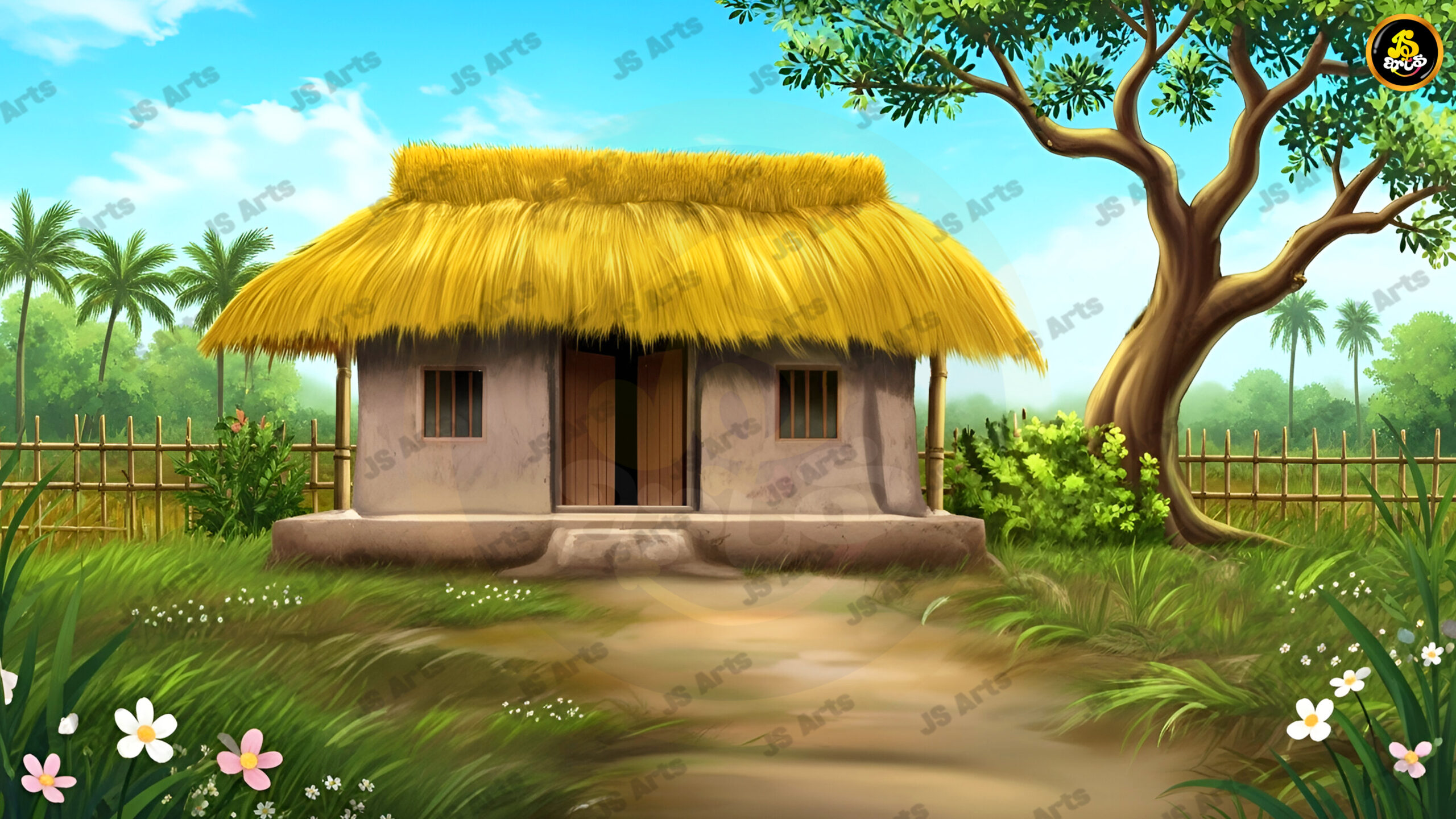 Traditional Indian Village Hut Scene – Gaon ka Jhopdi Background (High Resolution)