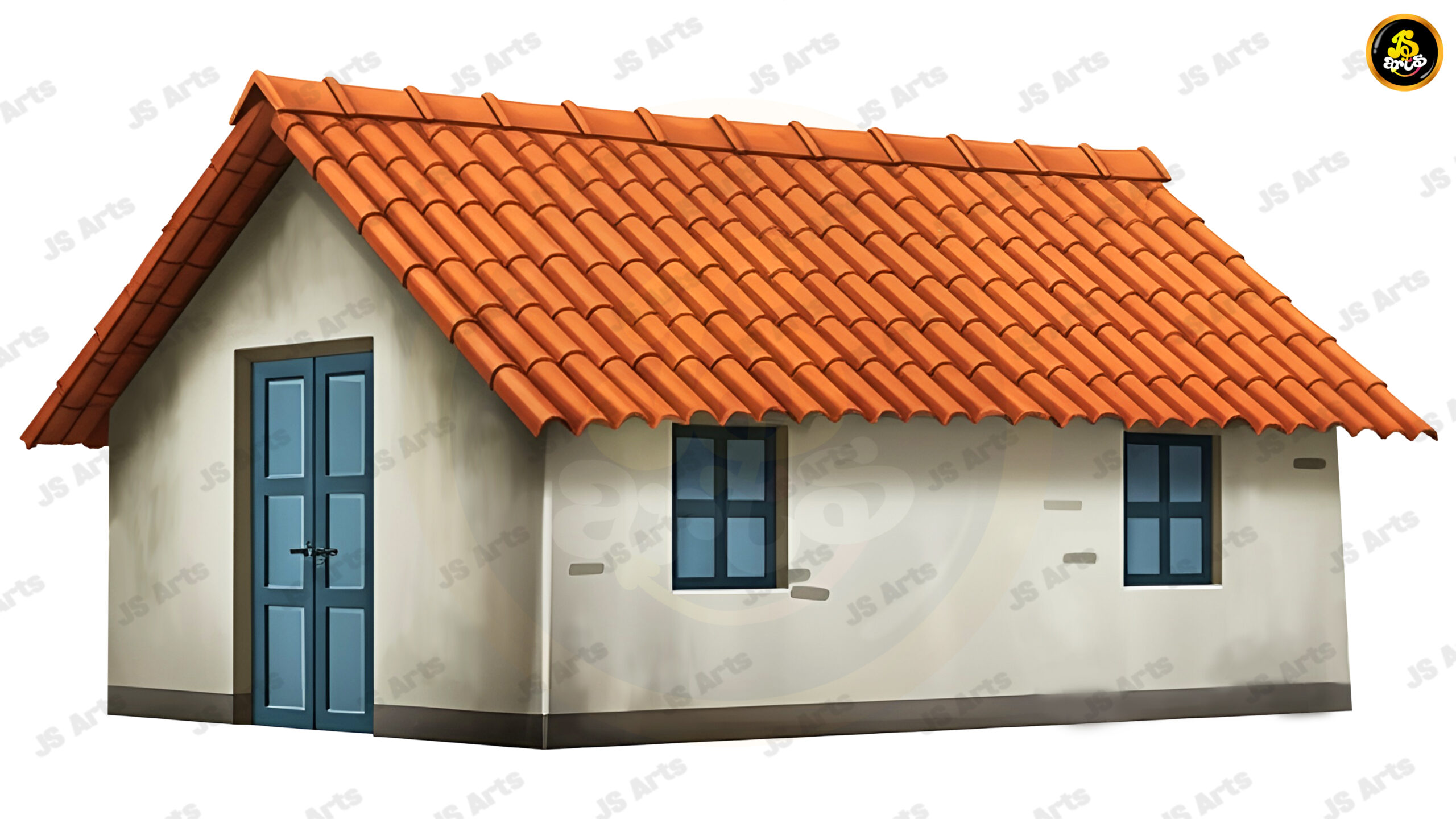 Indian Cartoon Village House (High Resolution) Photoshop Background