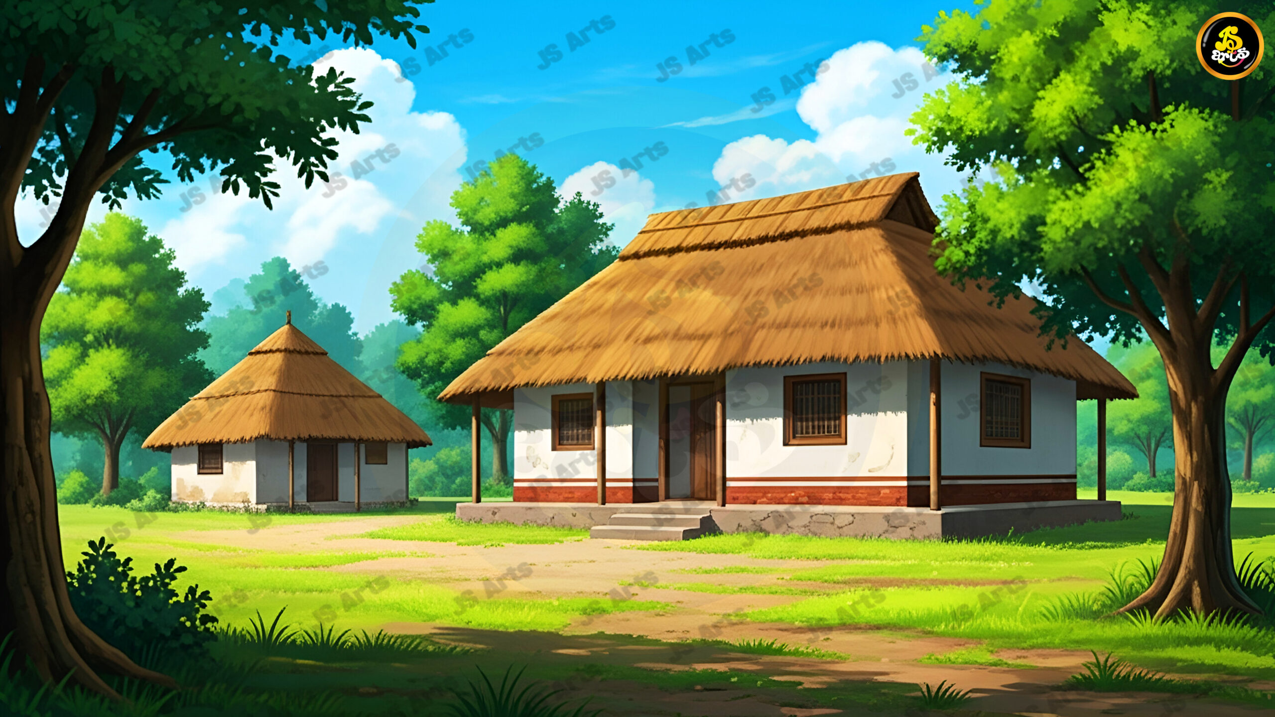 Village and Houses PSD Background (High Resolution)