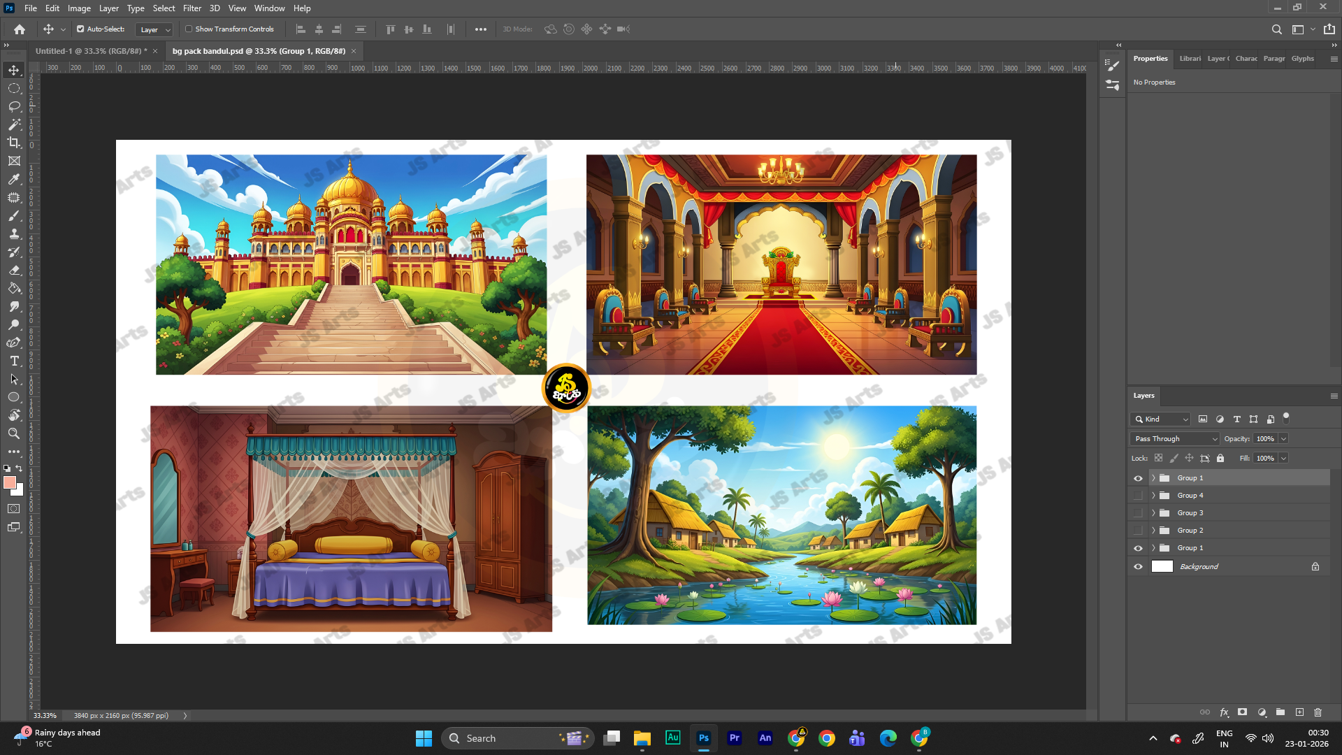 High Quality Indian Village Cartoon Backgrounds for Hindi Animation Projects