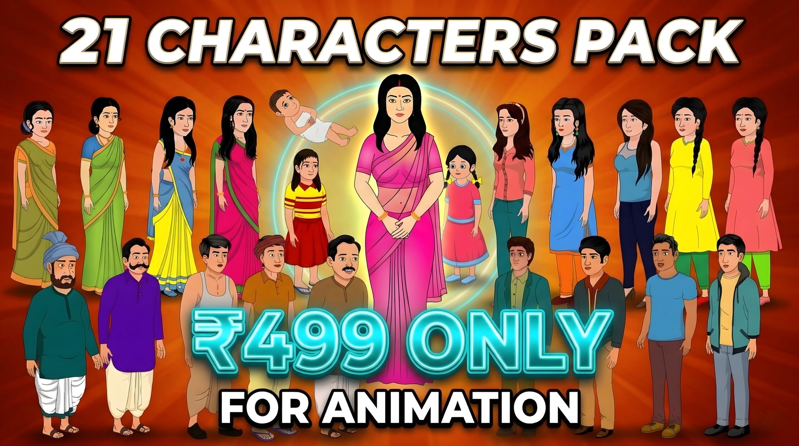 2d animation characters pack 21 characters
